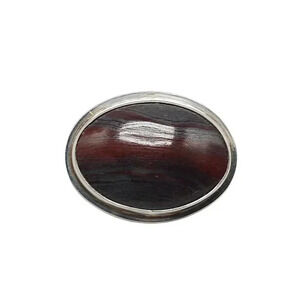 Vintage Lynne .925 Sterling Silver Red Agate Oval Brooch 2 Inch 15.49 Gram